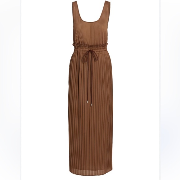 A.L.C. Val Pleated Drawstring-Waist Midi-Dress size L - Picture 1 of 4